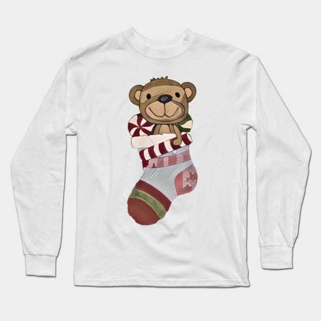 Christmas Stocking Apparel Long Sleeve T-Shirt by Topher's Emporium